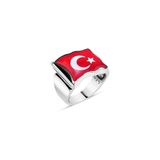 Aykat EYZ-67 Türkiye Bayraklı Ay Yıldızlı Gümüş Yüzük 925 Ayar Model Erkek