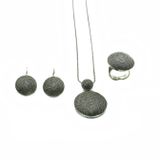 Aykat SET-255 Telkari Gümüş Set Yüzük Küpe Kolye Oksitli Kadın Gümüş Set