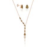 Aykat SET-401 Rose Zultanit Taşlı Gümüş Küpe ve Kolye Seti