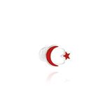 AYKAT Türk Bayrağı Rozeti Gümüş Ay yıldız Yaka İğnesi Kırmızı Bayrak TRZ-09