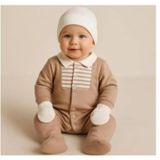 Aykidsclup Erkek Bebek Patikli Çıtçıtlı Tulum – Şerit Detaylı, Yumuşak Kumaş 128656