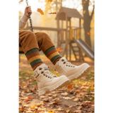 Ayk's Bej Bağcıklı Fermuarlı Kaymaz Tabanlı Unisex Çocuk Bot 24035 F