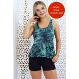 Aykum Şortlu Tankini Takım ( Şortu Astarlı ) Yeşil Desenli - 42 - Karışık - Yeşil