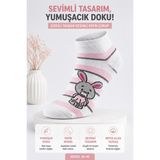 Aykut Kadın Sevimli Tavşan Desenli Pamuklu 6 Lı Patik Çorap – Günlük Konfor ve Şık Tasarım - 36 - 40 - Beyaz- Pembe