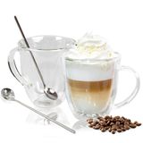 AYL Çift Duvar Cam Kahve Kupaları - 16oz Yalıtımlı Şeffaf Kahve Kupaları 2'li Set, Espresso, Cappuccino, Latte, Çay için Mükemmel - Zarif Cam Kahve Fincanı Seti