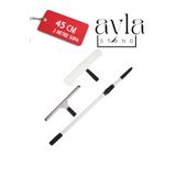AYLA STAND 2 Metre Profesyonel Pencere Temizleme Seti, Duş ve Cam İçin Cam Sileceği 45cm çekçek+45 Peluş takım