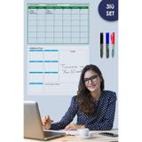 Aylık Planlayıcı - Haftalık Planlayıcı Takvim - 3 Lü Kalem Set Yazı Tahtası Akıllı Kağıt Tahta