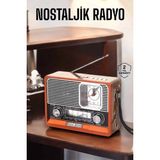 Aylina Mey Ithalat® Ahşap Görünümlü Retro Bluetooth Radyo Usb,aux ve Sd Kart Girişli