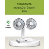 Aylina Mey Ithalat® Çift Kafalı Masaüstü ve Duvar Tipi Sessiz USB Şarjlı Fan