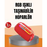 Aylina Mey Ithalat® Ipx6 Su Geçirmez Rgb LED Işıklı Taşınabilir Bluetooth Hoparlör 2400 Mah