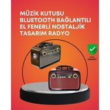 Aylina Mey Ithalat® Nostaljik Radyo Görünümlü Bluetooth Hoparlör – Fm/am Yayın, Kablosuz Bağlantı, Şarj Edilebilir