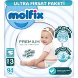 Aylina Mey Ithalat® Premium Bebek Bezi Ultra Fırsat Paketi 3 Beden 4-9 kg 94 Adet
