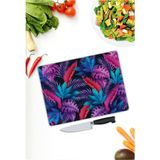 Aylina Renkli Yapraklar Cam Kesme Tahtası 25 cm x 35 Xm 25 x 35 cm