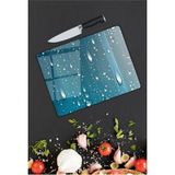 Aylina Su Damlacıkları Desenli Cam Kesme Tahtası 25 x 35 cm