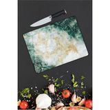 Aylina Yeşil Mermer Görünümlü Cam Kesme Tahtası 25 x 35 cm