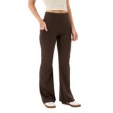 Ayma Active Cepli Flare Pantolon – Bol Paça, Yüksek Bel, Korsajlı ve Rahat Kesim, EcoVero™ Kumaş (Kahverengi, XS)