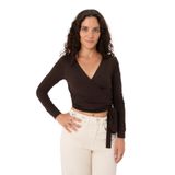 Ayma Active EcoVero Viskoz Belden Bağlamalı Anvelop Wrap Bluz (Kahverengi, S)