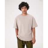 Ayma Active Erkek Açık Gri Oversize T-Shirt - Organik Pamuk, Düşük Omuz, Geniş Kalıp, Bisiklet Yaka, Spor Görünüm - Taş
