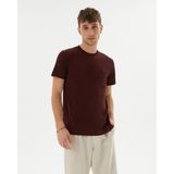 Ayma Active Erkek Bordo Kahverengi Basic T-Shirt - Organik Pamuk, Kalın Bantlı Yaka, Rahat Kesim, Nefes Alan Günlük Tişört