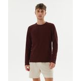 Ayma Active Erkek Bordo Kahverengi Uzun Kollu T-Shirt - Organik Pamuk, Çift Kat Omuz Paneli, Bisiklet Yaka, Nefes Alan İnce Katman