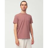 Ayma Active Erkek Gül Kurusu Pembe Basic T-Shirt - Organik Pamuk, Kalın Bantlı Yaka, Rahat Kesim, Nefes Alan Günlük Tişört - Gülkurusu
