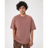 Ayma Active Erkek Gül Kurusu Pembe Oversize T-Shirt - Organik Pamuk, Düşük Omuz, Geniş Kalıp, Bisiklet Yaka, Spor Görünüm