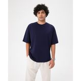 Ayma Active Erkek Lacivert Indigo Oversize T-Shirt - Organik Pamuk, Düşük Omuz, Geniş Kalıp, Bisiklet Yaka, Spor Görünüm - İndigo