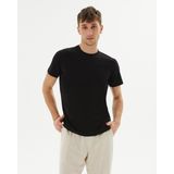 Ayma Active Erkek Siyah Basic T-Shirt - Organik Pamuk, Kalın Bantlı Yaka, Rahat Kesim, Nefes Alan Günlük Tişört