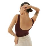 Ayma Active Gots Sertifikalı Organik Pamuk Sütyenli Low Back Atlet (Kestane, XS)