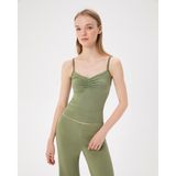 Ayma Active Kadın Açık Yeşil Büzgülü Askılı Atlet - EcoVero™ Viskoz, Göğüs Büzgü Detaylı, Tek Kat, Hafif ve Rahat İç/Dış Giyim - 2XL