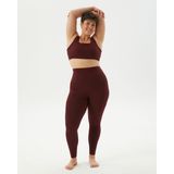 Ayma Active Kadın Bordo Kahverengi Organik Pamuk Basic Tayt - Gots Sertifikalı, Yüksek Bel, Çift Kat Korsaj, Orta Yoğunluklu Yoga Pilates Taytı - XS