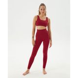 Ayma Active Kadın Bordo Koyu Kırmızı Organik Pamuk Basic Tayt - Gots Sertifikalı, Yüksek Bel, Çift Kat Korsaj, Orta Yoğunluklu Yoga Pilates Taytı - XL