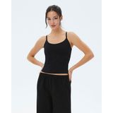 Ayma Active Kadın Siyah Sütyenli Yoga Atlet - GOTS Organik Pamuk, İç Sütyenli, Ayarlanabilir Askılı, Yüzücü Sırtlı, Çıkarılabilir Pedli Spor Atlet - XS
