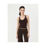 Ayma Active Kahverengi EcoVero™Viskoz Göğüs Pedli Çapraz Ayarlanabilir Askılı V Yaka Longline Bralet