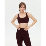 Ayma Active Kestane Organik Pamuk Low Back Bra Sırt Dekolteli Göğüs Pedli Pilates Yoga Sütyeni - Kahverengi