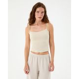 Ayma Active Krem EcoVero™Viskoz Kadın Çift katlı Basic Askılı Atlet - XS