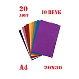 AYMAGNET 20 Adet, Keçe, A4 Boyutunda, 10 Adet Karışık Renk, Hobi Keçesi, Okul El Işi (20'Li Paket)