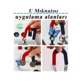 AYMAGNET 5 Adet U Mıknatısı Deney Malzemesi Okul Projeleri Için U Şekilli At Nalı Mıknatıs Kırmızı Mavi