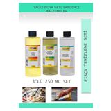 AYMAGNET Yağlı Boya Seti Yardımcı Malzemeler 3 X 250 Ml Terebentin Resim Keten Yağı Ve Fırça Temizleme Sıvısı
