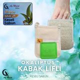 AYMELEK Doğal Kabak Lifli Okaliptüs Özlü Sabun Seti Doğal Kabak Lifi Banyo Kesesi - Kabak Lifli Yüz Kesesi