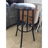Aymer 75 cm Metal Bar Tabure - Siyah Deri
