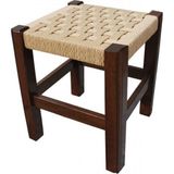 Aymer Ahşap Hasır Örgü Tabure 35 cm . - Ceviz