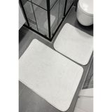 aymira home 2'li Peluş Banyo Paspası Halı Klozet Takımı Beyaz Kaymaz Taban (60x50-60x90)