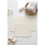 Aymira Home 2'li Peluş Banyo Paspası Halı Klozet Takımı Krem Kaymaz Taban (60X50-60X90)