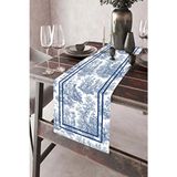 Aymira Home 40X140 cm Fransız Köylü Desen Runner Leke Tutmaz Baskılı Tay Tüyü Kumaş Masa Örtüsü Dekoratif - 40 x 140 - Mavi