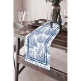 aymira home 40x140 cm Fransız Köylü Desen Runner Leke Tutmaz Baskılı Tay Tüyü Kumaş Masa Örtüsü Dekoratif