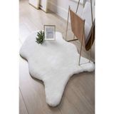aymira Home Beyaz Post Halı Peluş Tavşan Tüyü Hissi Yıkanabilir Banyo Koridor Yolluk Oda Post