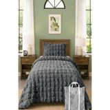 aymira home Bubble Peluş Tek Kişilik Yatak Örtüsü Seti Kılıf Çanta Hediyeli 170x220cm + Yastık Kılıfı ANTRAST