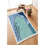 Aymira Home Dekoratif Dijital Baskılı Kaymaz Taban Seccade Namazlık 75X120 - Mavi - 75 x 120 cm
