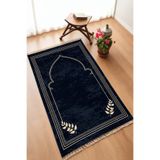 aymira home Dekoratif Dijital Baskılı Lacivert Kaymaz Taban Seccade Namazlık 75x120